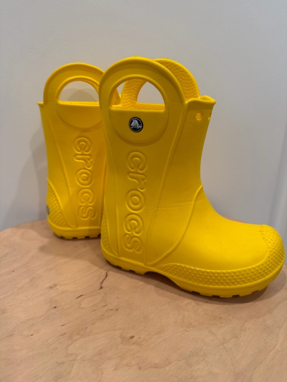 CROCS Kids' Bright Yellow Handle Rain Boots